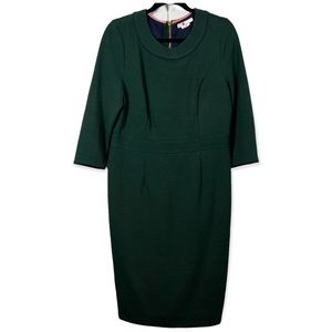 Boden ribbed knee length sheath dress forest green Mia ottoman